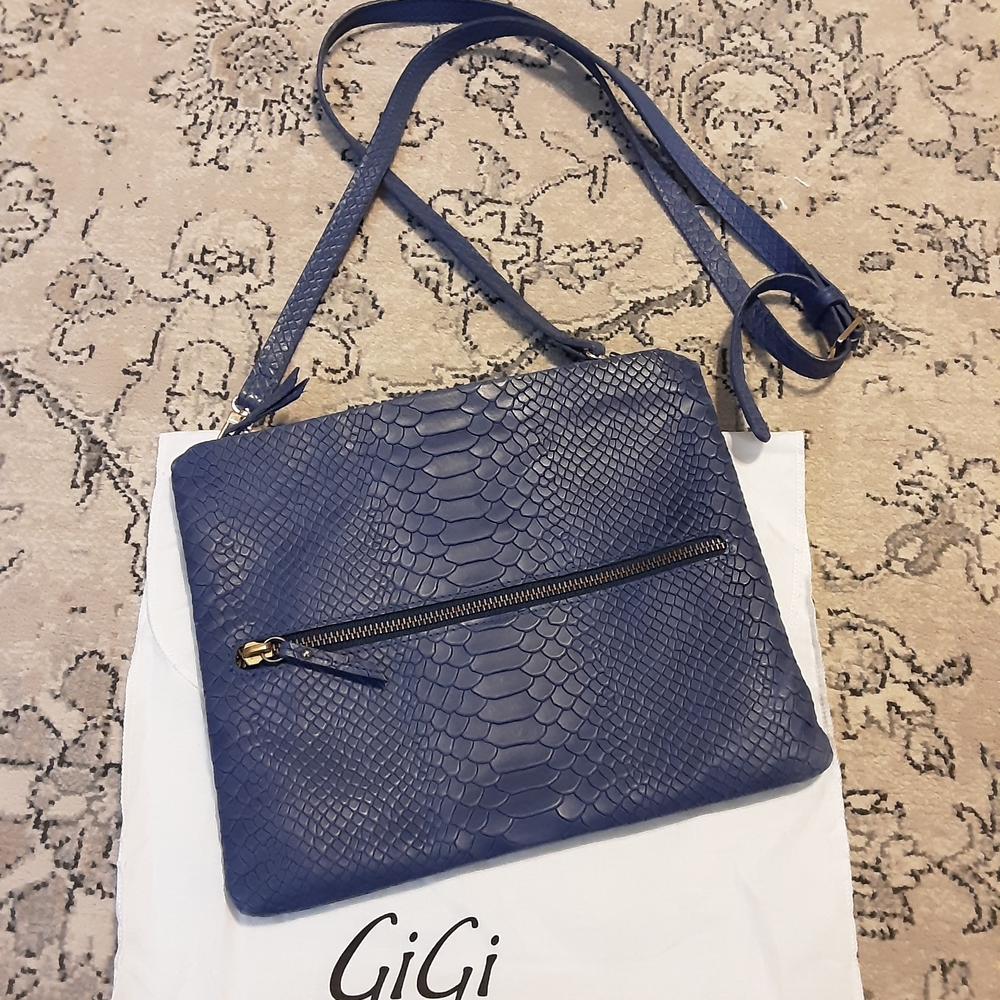 GiGi New York Blue Python Crossbody Bag